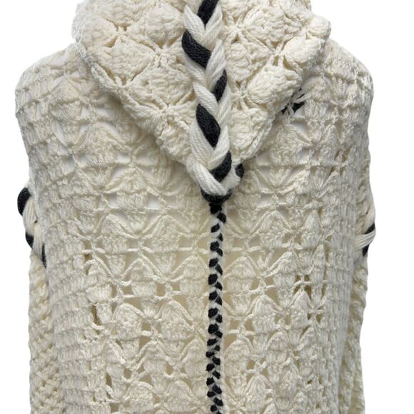 Smythe x Augden Sweater Size XS Long Oversized Open Knit Crochet Alpaca Wool - Picture 7 of 14